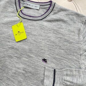 New Etro Crewneck Light Gray Sweater M size